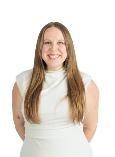 Emilee Saigh of George Washington University. She is against a white background wearing a white shirt.